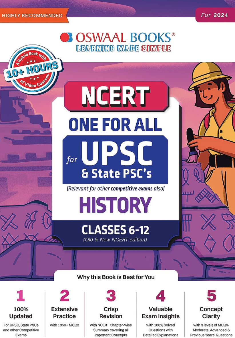 Oswaal NCERT One For All Book for UPSC and State PSC's History Classes 6 to 12 (Old and New NCERT Edition) (For 2024 Exam)