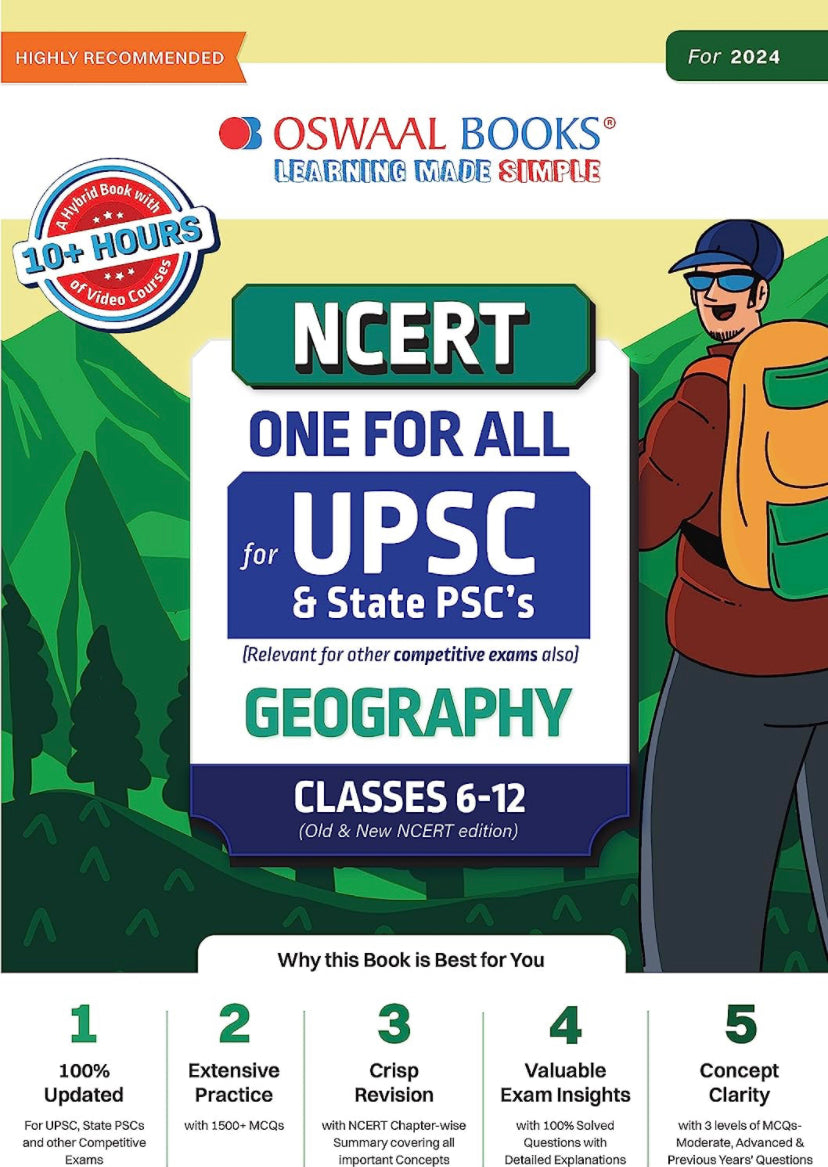 Oswaal NCERT One For All Book for UPSC & State PSC's Geography Classes-6 to 12 (Old & New NCERT Edition) (For 2024 Exam)