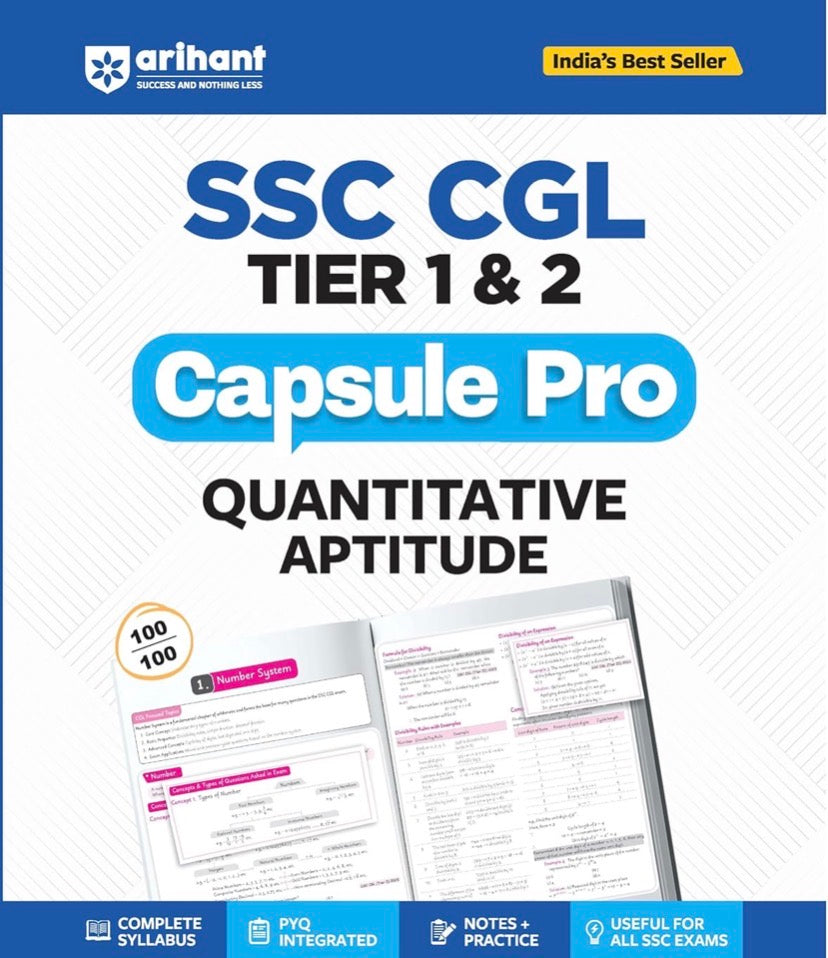 Arihant SSC CGL (Tier 1 & 2) Quantitative Aptitude Capsule Pro Notes[English Medium]