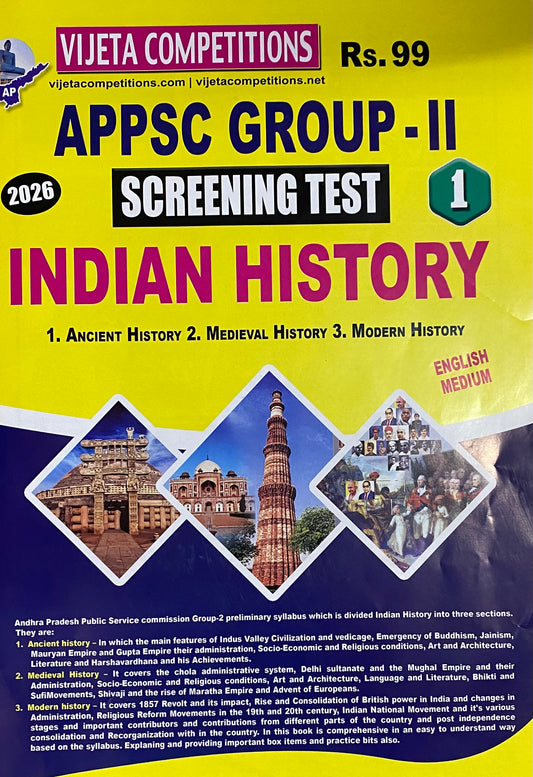 Vijeta APPSC Group II Screening Test Indian History Chart Format[English Medium]