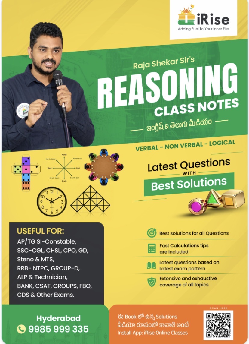 Irise Rajashekar sir's Reasoning(Verbal,Non-Verbal,Logical)ClassNotes Bilingual[English Medium & Telugu Medium]