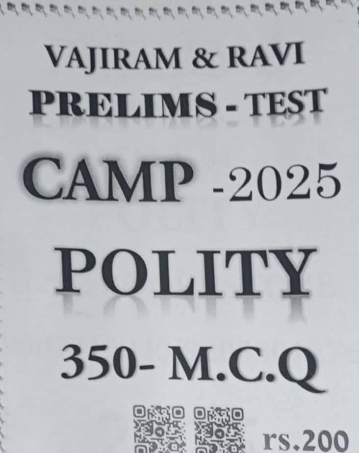 Vajiram & Ravi Prelims Test 2025 Polity 350 MCQs Xerox Printed Material[English Medium]PHOTOCOPY