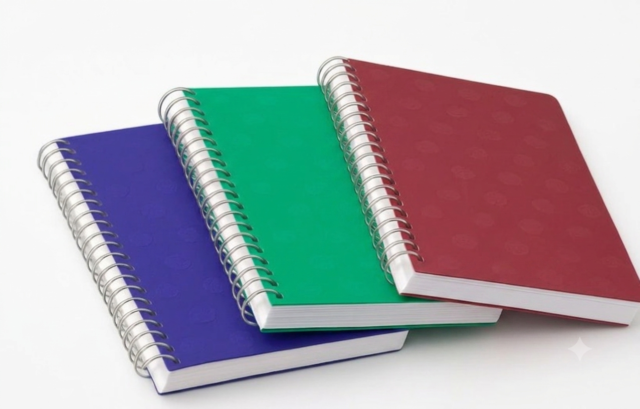 A4 Spiral Notebook Unruled Plain 100 Pages Pack of 3 Set
