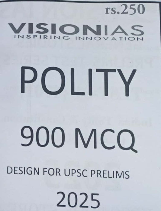 Vision IAS 900 MCQS POLITY For UPSC PRELIMS 2025 Exam Xerox Printed Material[English Medium]PHOTOCOPY