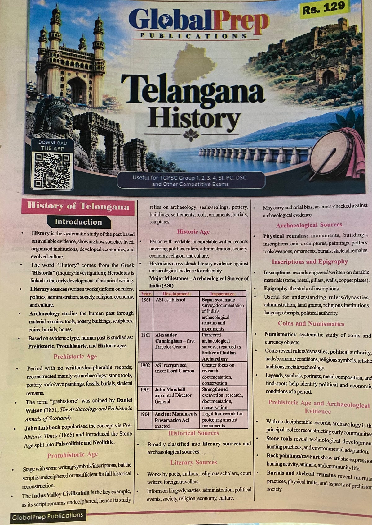 Global Prep Telangana History Chart Format[English Medium]