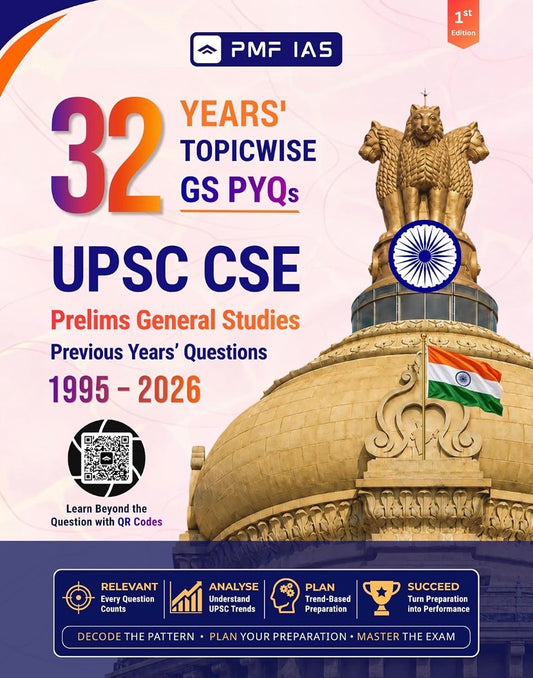 PMF IAS UPSC Civil Services Prelims General Studies GS 32 Years Topicwise Solved PYQs (1995–2026)[English Medium]