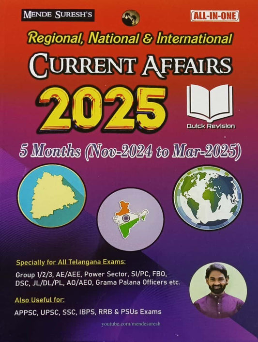 Mende Suresh Current Affairs 5 Months November 2024 to March 2025 (Regional, National and International)[English Medium]2025Ed