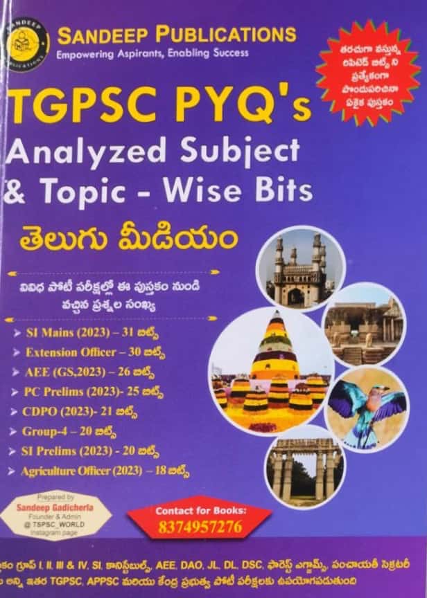 TGPSC PYQS Analyzed Subject & Topic Wise Bits By Sandeep Publications[Telugu Medium]Oct 2024Ed