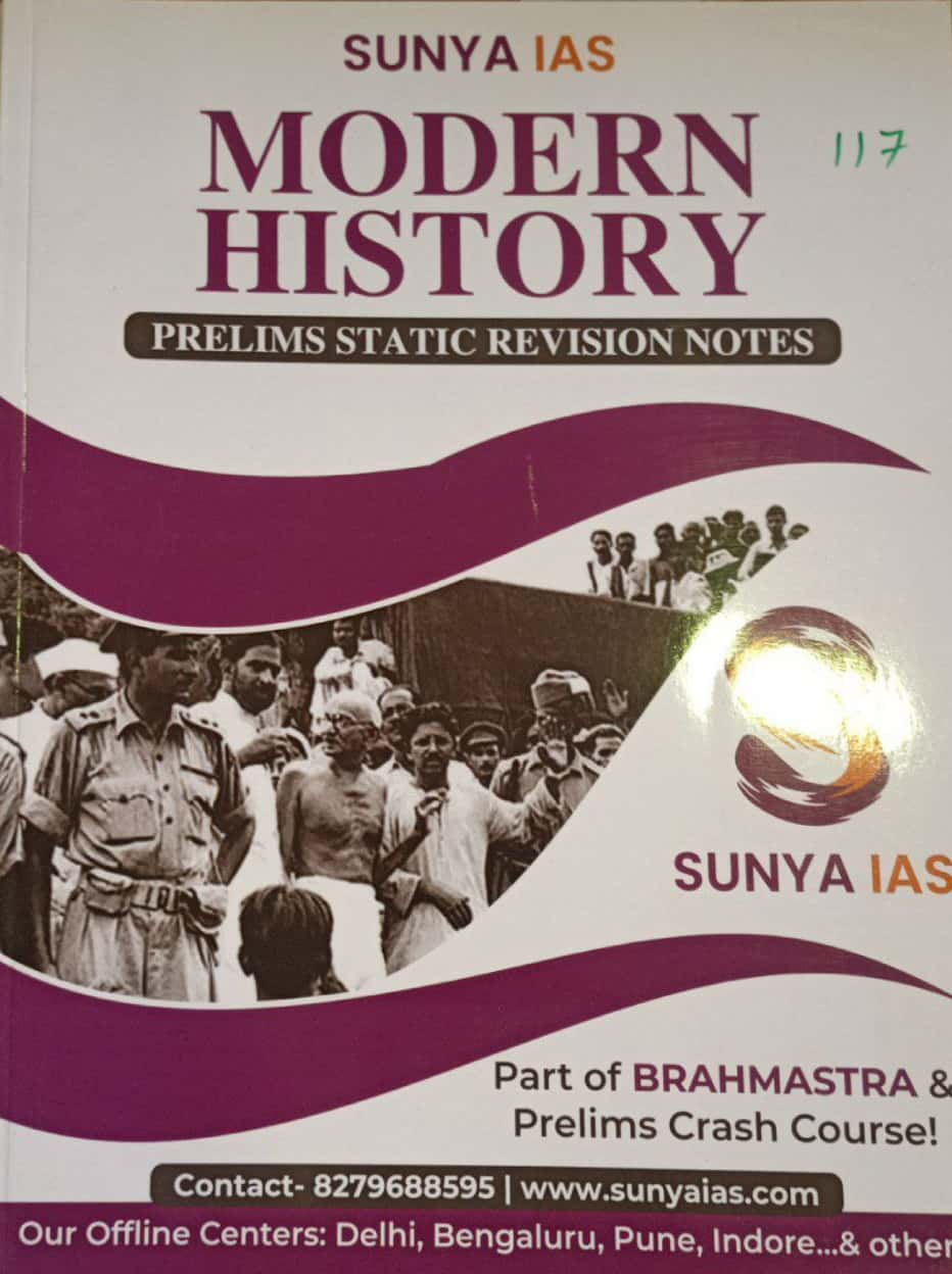 SUNYA IAS Modern History Prelims Static Revision Notes[English Medium]