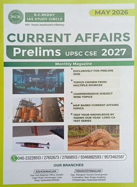 RC Reddy Current Affairs May 2026 Monthly For UPSC [English Medium]