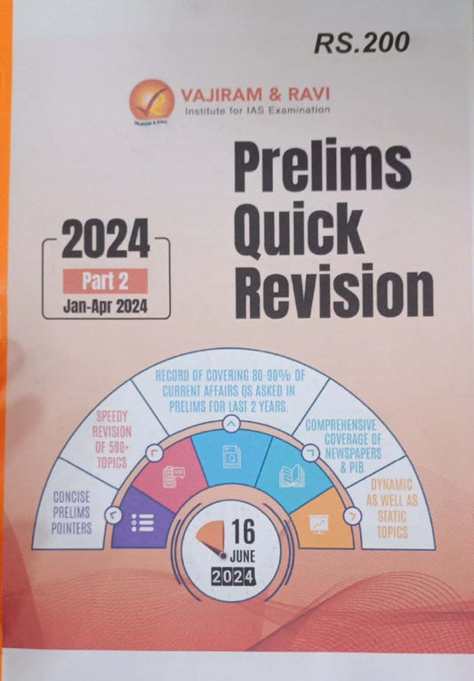 Vajiram & Ravi Prelims Quick Revision 2024 (January 2024 to April 2024) Part 2 Xerox Printed Material[English Medium]Xerox Printed Material