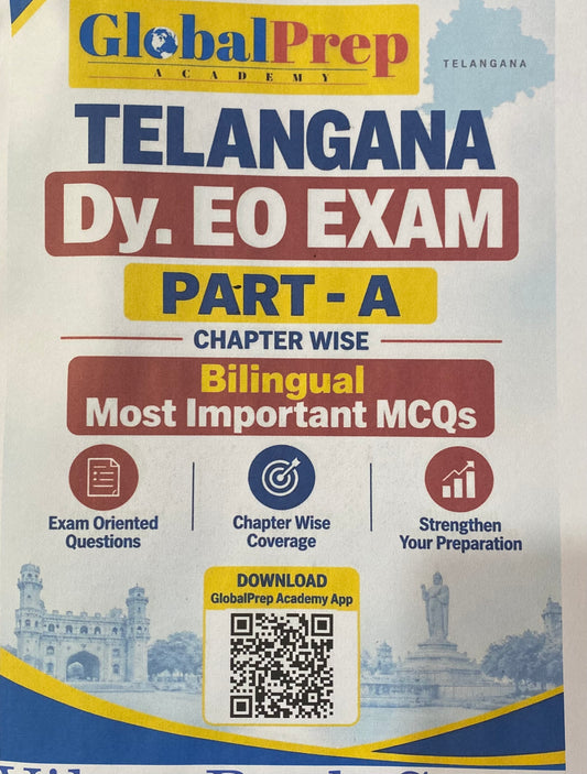 Global Prep TGPSC Telangana Dy.EO Part A Chapterwise Most Important MCQs Bilingual Xerox Printed Material[English Medium & Telugu Medium]