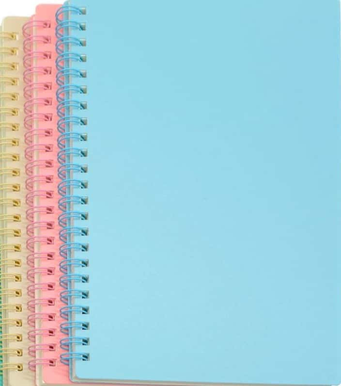 A5 Spiral Notebook Unruled Plain with 90 Sheets - 180 Pages Pack of 3 Set