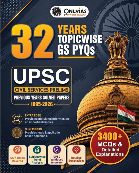 PWOnlyIAS UPSC Prelims 32 Years (1995–2026) Topicwise General Studies Paper 1 PYQs[English Medium]
