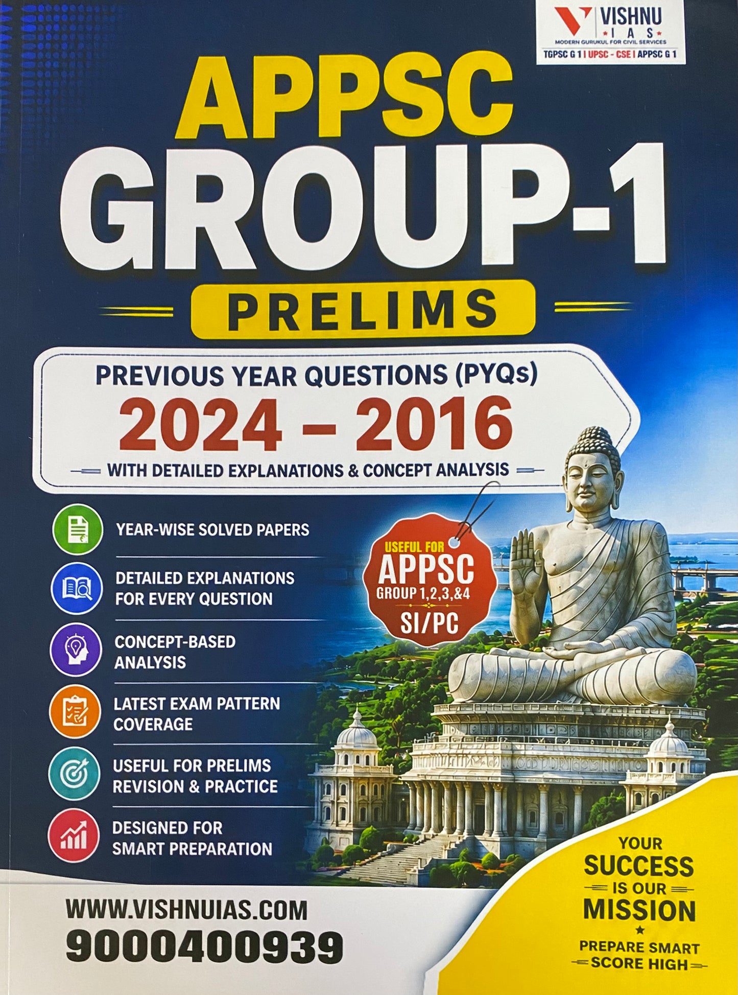Vishnu IAS APPSC Group-1 Prelims (2024-2016)Previous Year Questions(PYQs) With Detailed Explanations[English Medium]