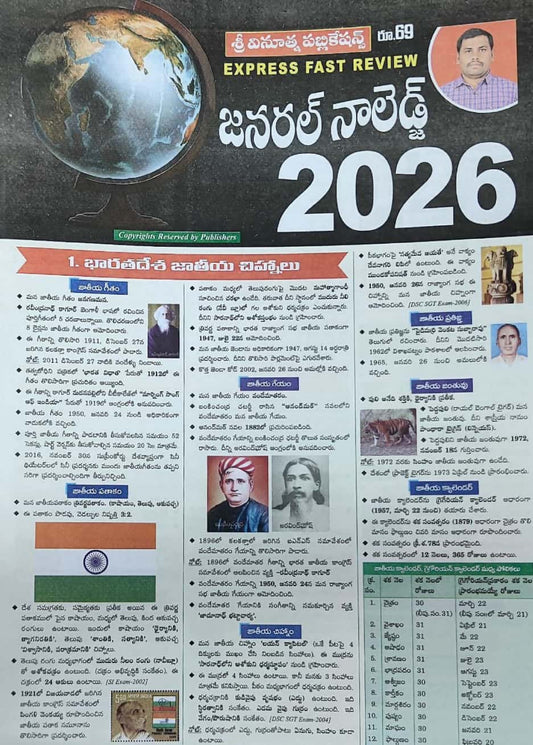 Vinuthna General Knowledge 2026 Chart Format[Telugu Medium]