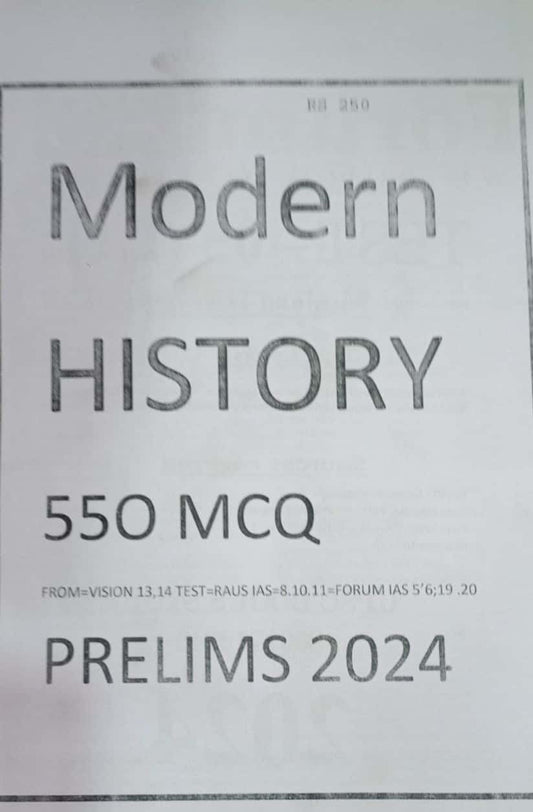 Modern History 550 MCQ For Prelims 2024 Xerox Printed Material[English Medium]
