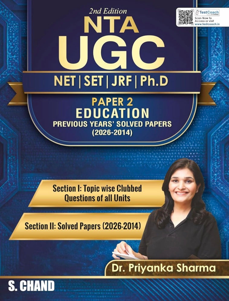 S Chand NTA UGC NET SET/JRF/Ph.D Education Paper 2 Previous Years Solved Papers(2014-2026) By Dr.Priyanka Sharma[English Medium]