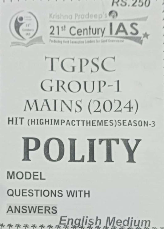 KP Sir Institute TGPSC Group 1 Mains Polity (HIT SERIES) 2024 Xerox Printed Material[English Medium]2024Ed PHOTOCOPY