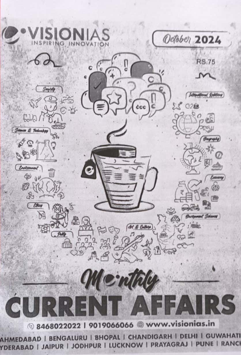 Vision IAS Current Affairs October 2024 PHOTOCOPY Black & White[English Medium] Xerox Photcopy Printed Material