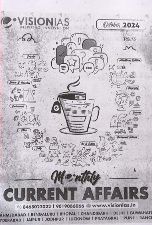 Vision IAS Current Affairs October 2024 PHOTOCOPY Black & White[English Medium] Xerox Photcopy Printed Material