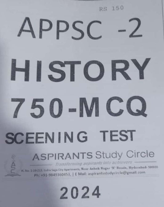 APPSC Group 2 History 750 MCQs by Aspirants Study Circle Xerox Printed Material[English Medium]