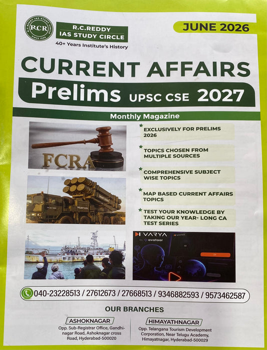 RC Reddy Current Affairs June 2026 Monthly For UPSC [English Medium]