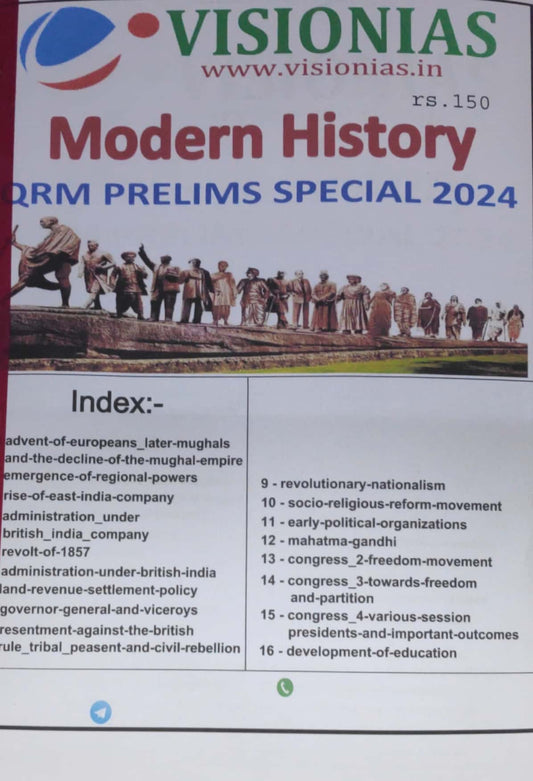 Vision IAS Modern History QRM Prelims Special 2024 Xerox Printed Material[English Medium]Xerox Printed Material