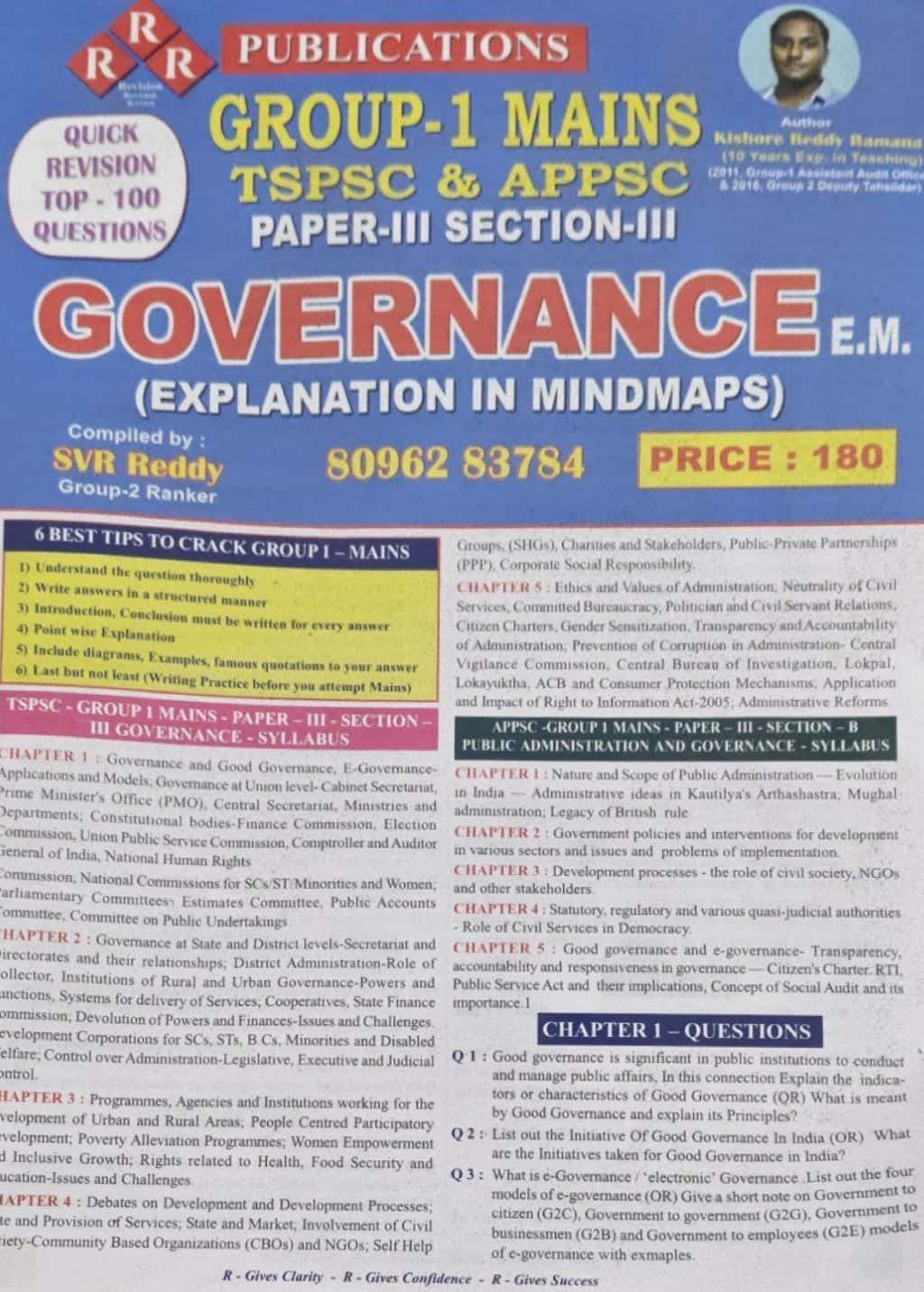 RRR Group 1 Mains TSPSC/APPSC Governance Chart Format[English Medium]