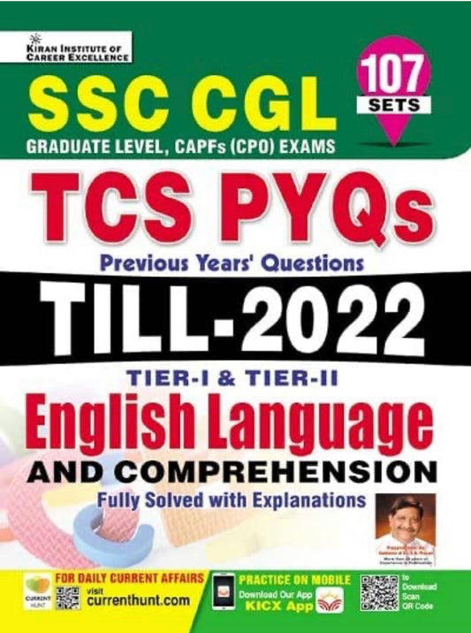 Kiran SSC CGL TCS PYQs Till 2022 Tier 1 and Tier 2 English Language and Comprehension Solved Papers[ENGLISH MEDIUM] NOV 2022 EDITION