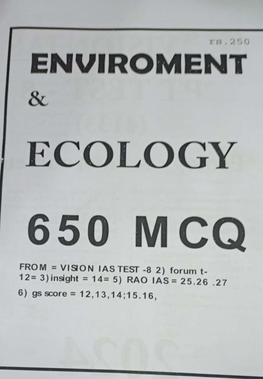 Environment and Ecology 650 MCQ for Prelims 2024 Xerox Printed Material[English Medium]