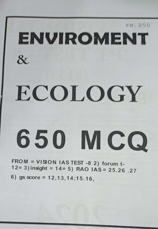 Environment and Ecology 650 MCQ for Prelims 2024 Xerox Printed Material[English Medium]