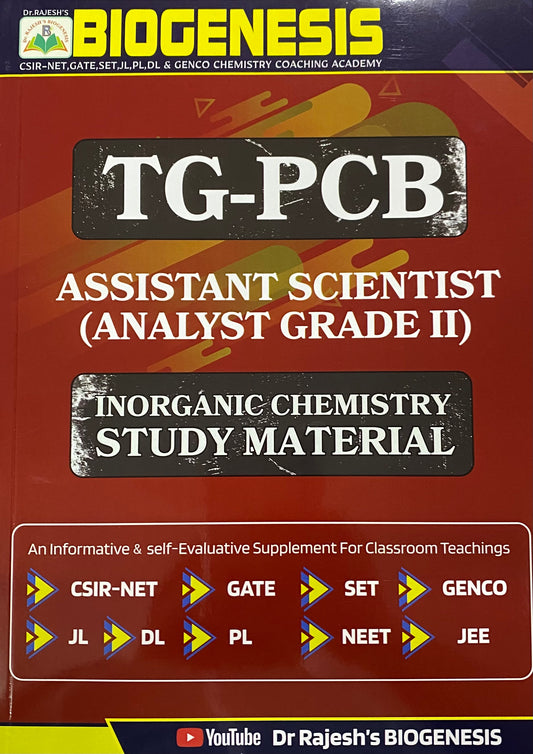 BIOGENESIS TG-PCB Assistant Scientist(Analyst Grade II) Inorganic Chemistry Study Material[English Medium]