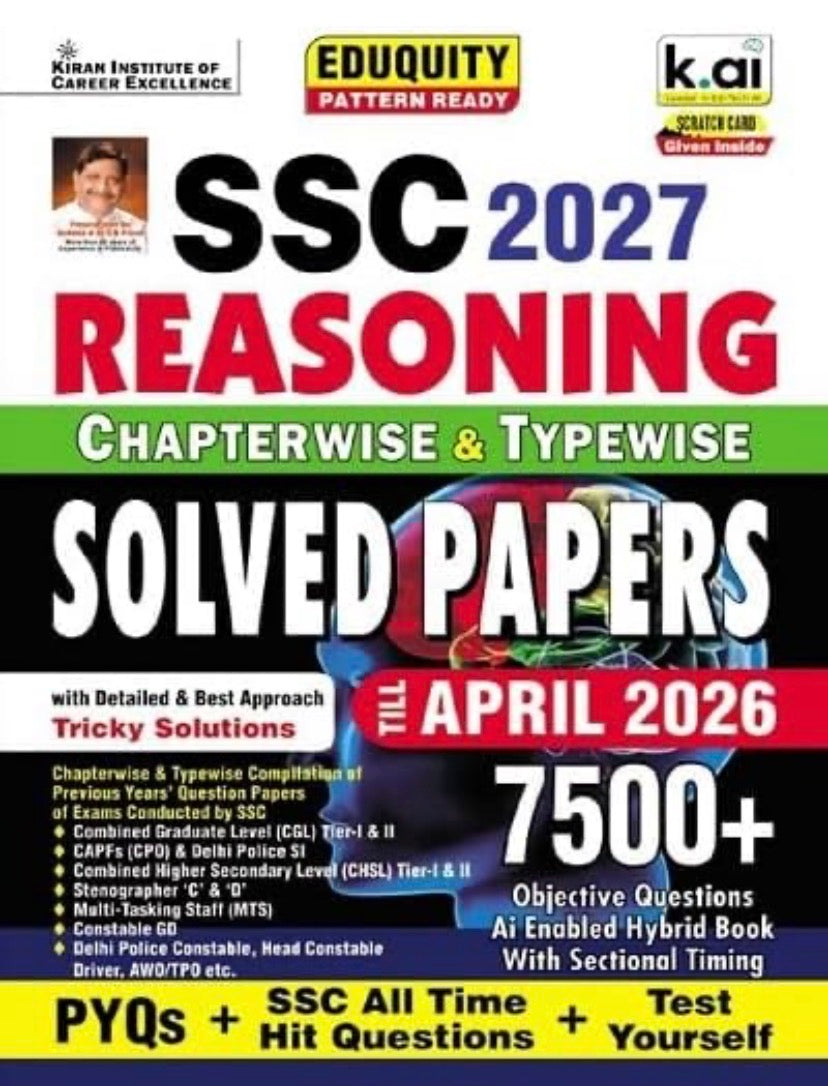 Kiran SSC 2027 Reasoning Chapterwise & Typewise Solved Papers till April 2026, 7500+ Objective Questions[English Medium]