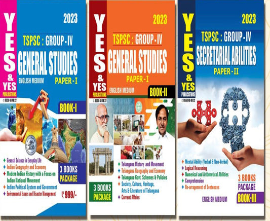 TSPSC GROUP IV PAPER 1&2 General Studies & Secretarial Abilities (Set of 3 books) [ENGLISH MEDIUM] Dec 2022 ED Yes