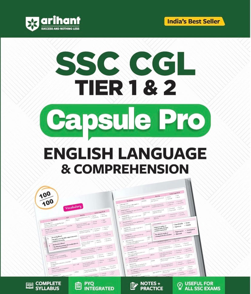 Arihant SSC CGL (Tier 1 & 2) English Language & Comprehension Capsule Pro Notes[English Medium]