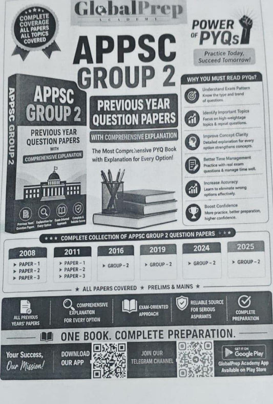APPSC Group 2 Previous Year Questions With Explanations PYQs Xerox Printed Material[English Medium]