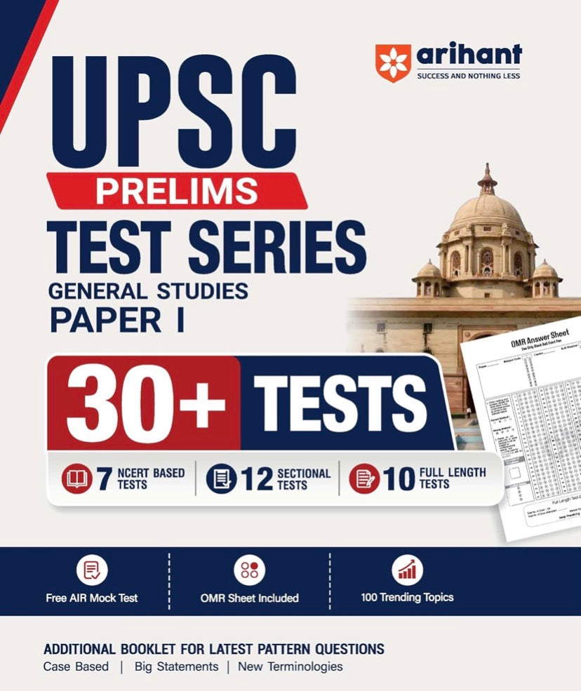 Arihant UPSC Prelims Test Series 2027 General Studies Paper I 30+ Tests (7 NCERT-Based, 12 Sectional & 10 Full-Length Tests),OMR Sheet Included & AIR Mock Test[English Medium]