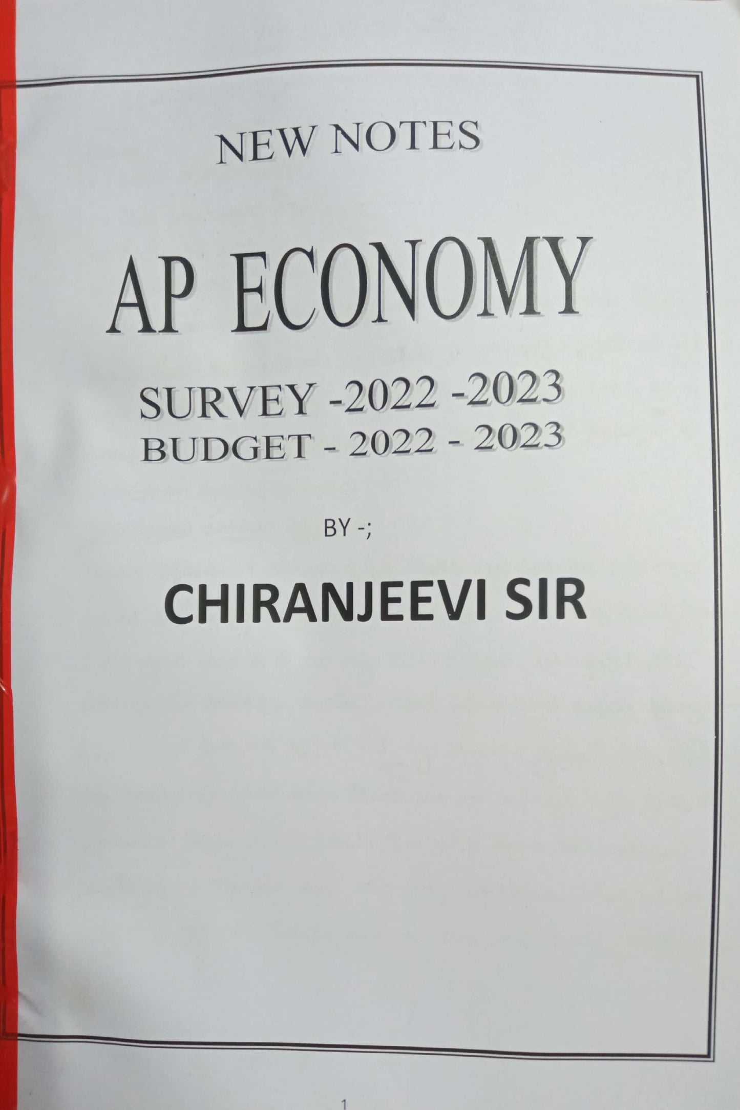 AP ECONOMY NEW NOTES [SURVEY-2021-2022, BUDGET-2022-2023] [TELUGU MEDIUM]