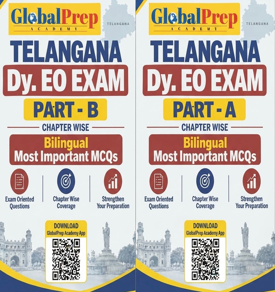 Global Prep TGPSC Telangana Dy.EO Part A & Part B Chapterwise Most Important MCQs Bilingual Combo Xerox Printed Material[English Medium & Telugu Medium]