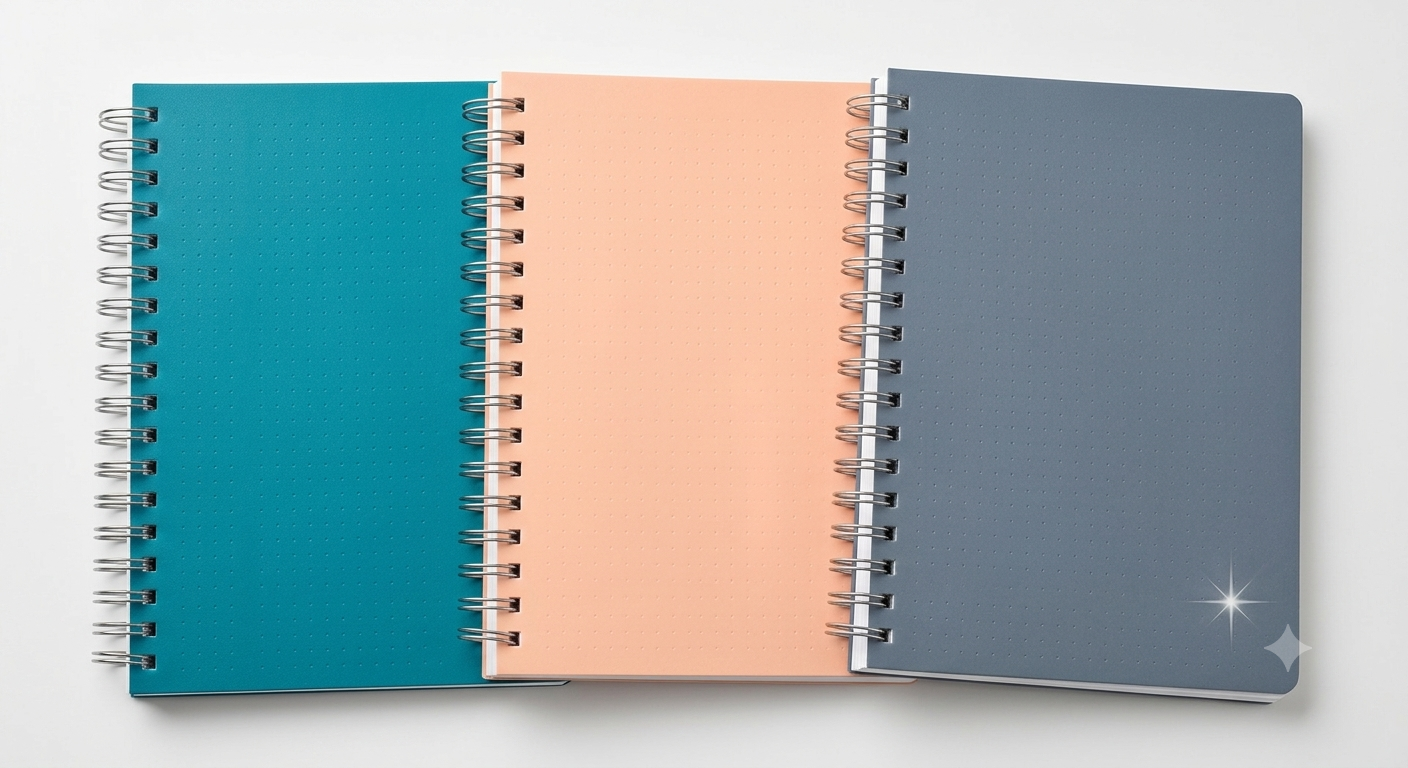 A4 Spiral Notebook Unruled Plain 400 Pages Pack of 3 Set