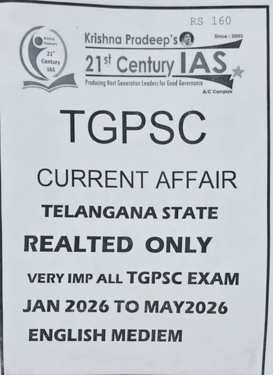 TGPSC Telangana State Current Affairs January 2026 - May 2026 Xerox Printed Material [English Medium]