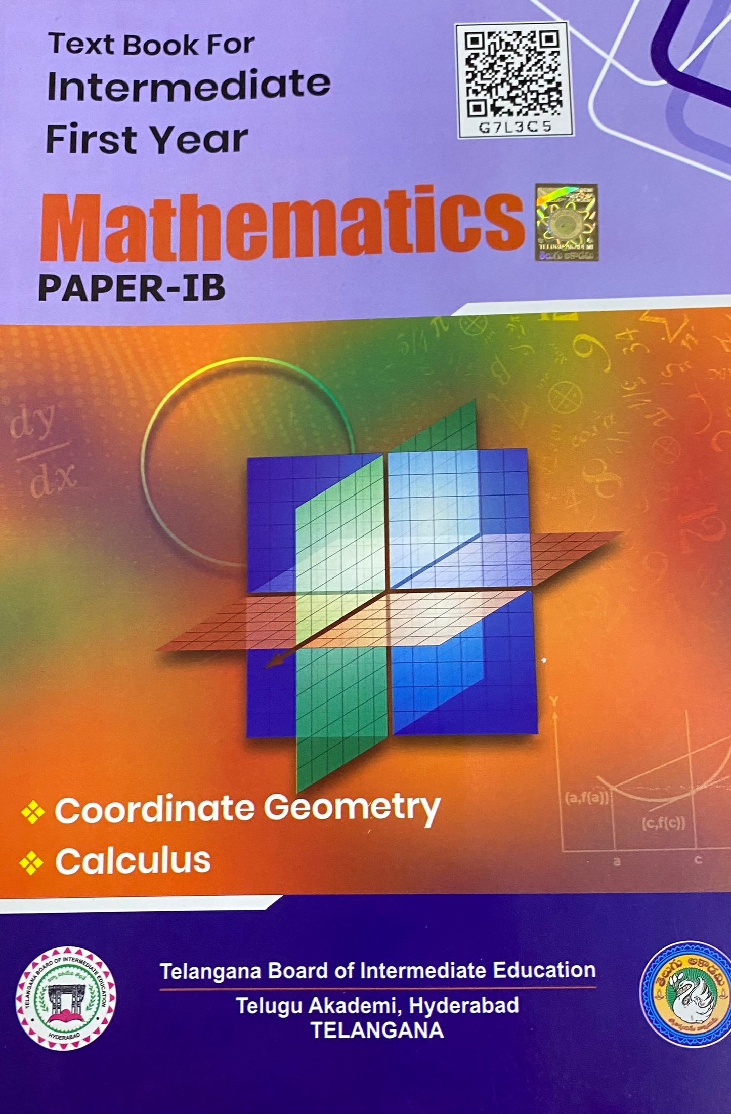 Telugu Akademi Intermediate First Year Mathematics IB [English Medium]