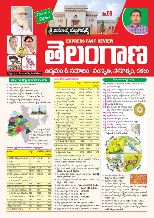 Vinoothna Telangana Movement, History,Culture,Society Chart Format [Telugu Medium]