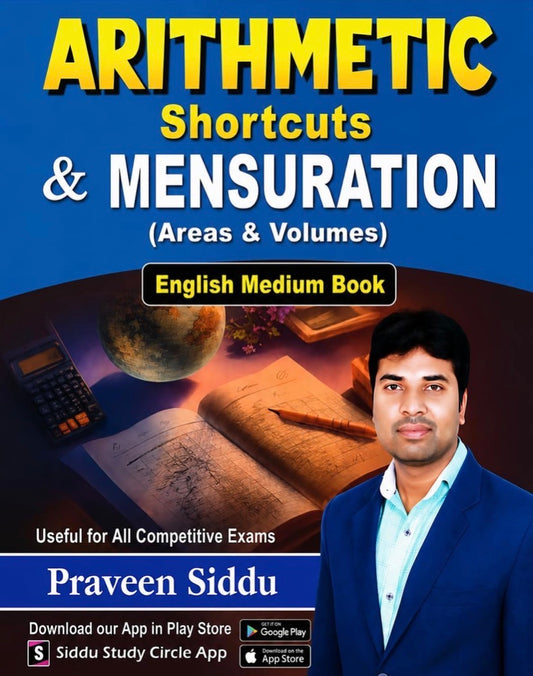 Arithmetic Shortcuts & Mensuration Book, Areas & Volumes By Praveen Siddu[English Medium]
