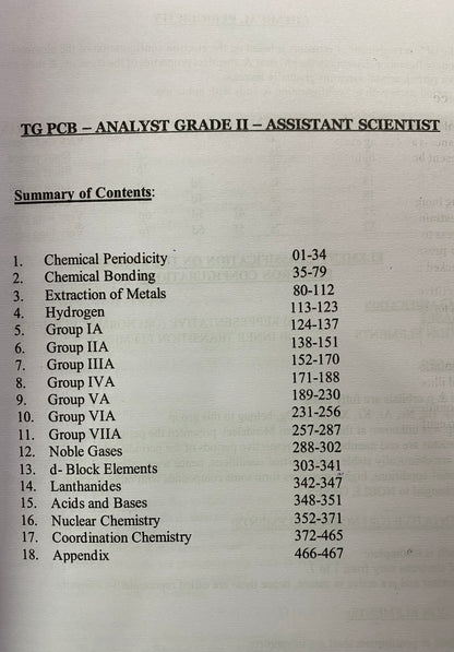 BIOGENESIS TG-PCB Assistant Scientist(Analyst Grade II) Inorganic Chemistry Study Material[English Medium]