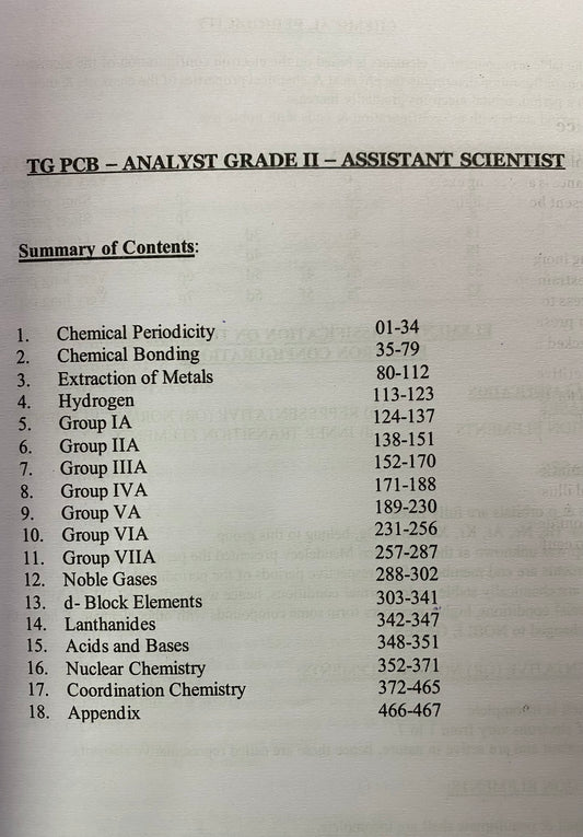 BIOGENESIS TG-PCB Assistant Scientist(Analyst Grade II) Inorganic Chemistry Study Material[English Medium]