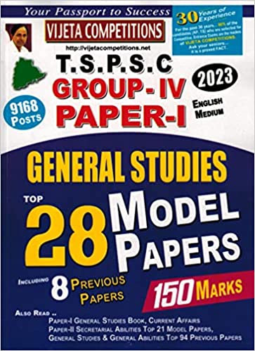 TSPSC Group IV Paper I General Studies Top 28 Model Papers [ ENGLISH MEDIUM ] DEC 2022ED VIJETHA