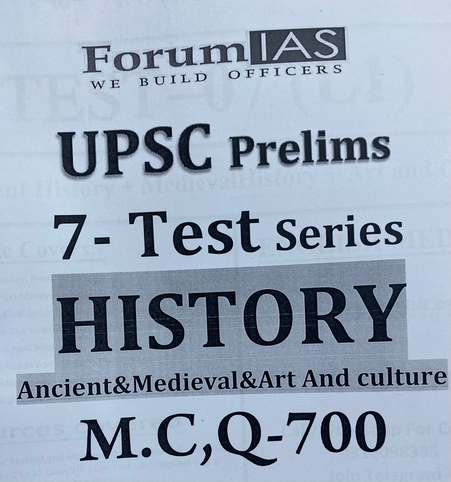 Forum IAS Prelims 2026 Tests History 700MCQs Xerox Printed Material[English Medium]