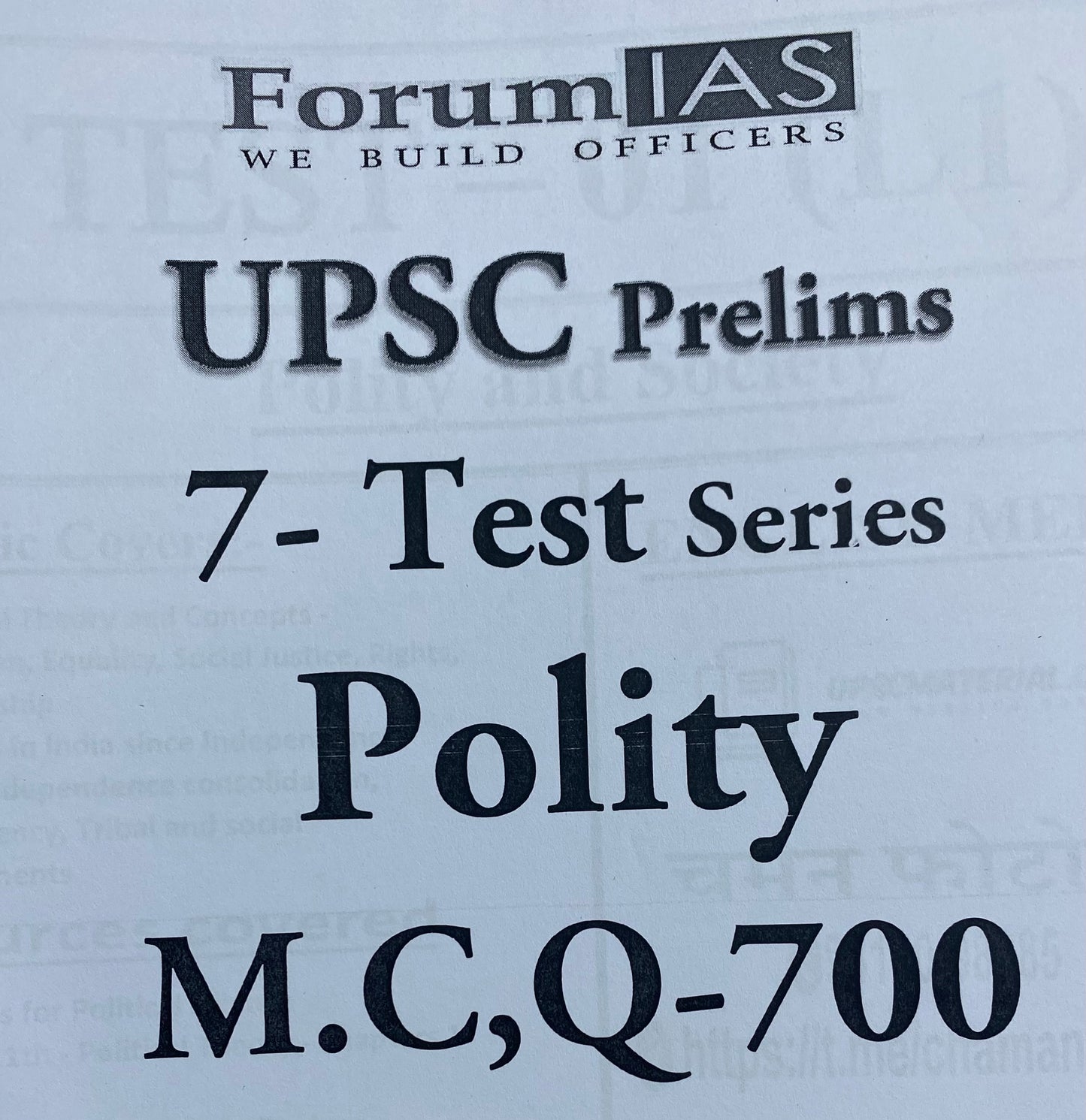 Forum IAS Prelims 2026 Tests Polity 700MCQs Xerox Printed Material[English Medium]